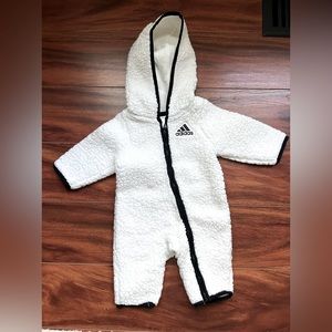 Adidas baby full zip cozy fleece hooded coverall